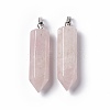 Natural Rose Quartz Double Terminated Pointed Pendants G-G926-01P-08-2