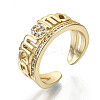 Brass Micro Pave Clear Cubic Zirconia Cuff Rings RJEW-S045-052G-NR-1