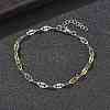 304 Stainless Steel Dapped Chains Bracelets for Women BJEW-D466-08B-GP-4