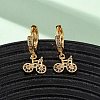 Bicycle Brass Micro Pave Cubic Zirconia Hoop Earrings EJEW-F384-11G-1