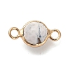 Natural Dyed Natural White Jade Faceted Round Links Connector Charms G-G175-01G-03-2