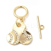 Brass Micro Pave Clear Cubic Zirconia Toggle Clasps KK-P234-90G-1