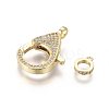 Brass Micro Pave Cubic Zirconia Lobster Claw Clasps ZIRC-F109-07G-4