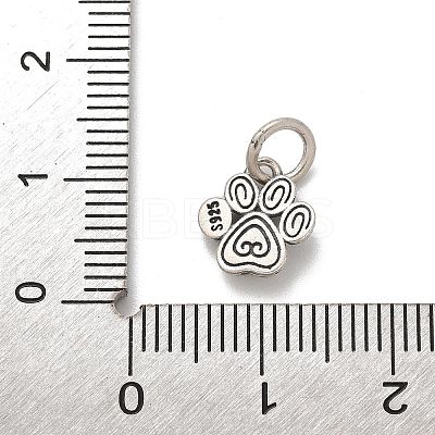 925 Fine Silver Paw Print Charms with Jump Rings and 925 Stamp LS-STER-D300-12AS-1