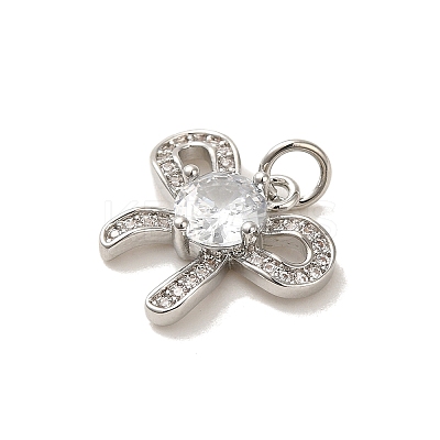 Rack Plating Brass Pendant Micro Pave Clear Cubic Zirconia KK-S366-20P-1