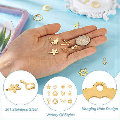 24Pcs 12 Style Stainless Steel Charms STAS-FW0001-30-1