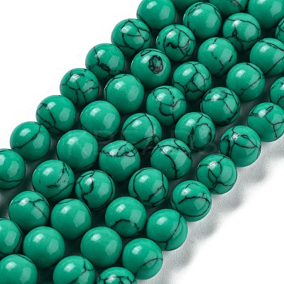 Synthetical Turquoise Gemstone Round Bead Strands TURQ-R035-8mm-02-1
