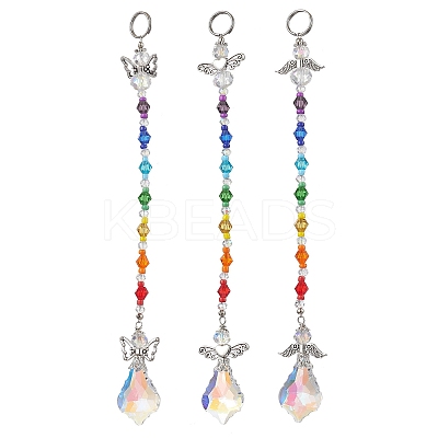 Angel Alloy & Glass Pendant Decoraton HJEW-JM02031-1