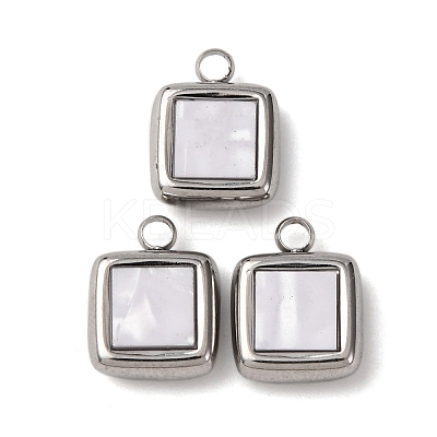 304 Stainless Steel Resin Pendants STAS-P406-15B-P-1