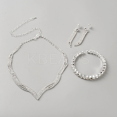 Brass & Rhinestone Jewelry Sets AJEW-WH0695-242S-1