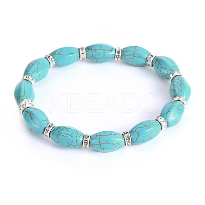 Vintage Oval Synthetic Turquoise Beaded Bracelets for Women FL7669-8-1