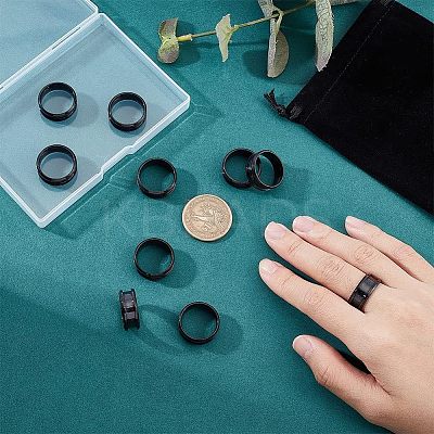 10Pcs Stainless Steel Grooved Finger Ring Settings STAS-UN0039-22D-1