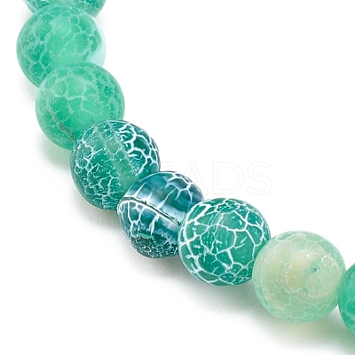 Natural Weathered Agate(Dyed) Round Beaded Stretch Bracelet BJEW-JB08363-04-1
