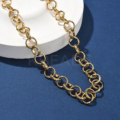 304 Stainless Steel Textured Rolo Chain Necklaces for Women NJEW-U050-01G-1