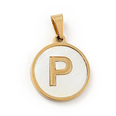 PVD Vacuum Plating 304 Stainless Steel with White Shell Pendants STAS-G268-01P-G-1