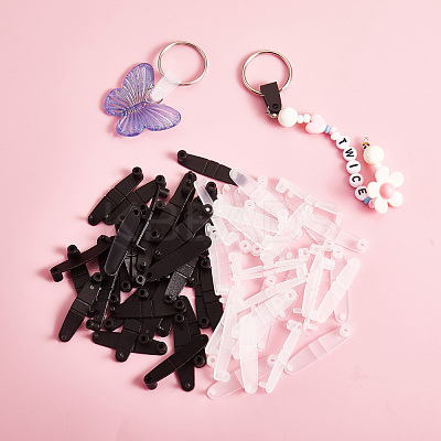 50Pcs Badge Strap Clip White Key Chain Connector Plastic Keychain Clip for Card Holder JX291A-1