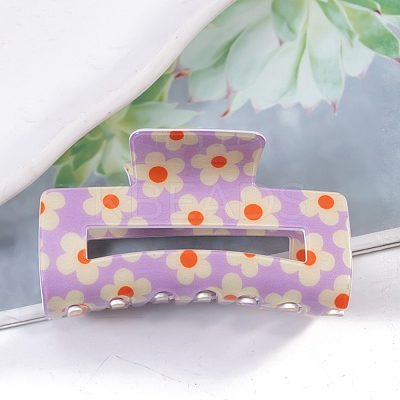 Flower Pattern PVC Plastic Claw Hair Clips PW-WG97083-02-1