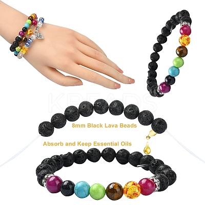DIY Natural & Synthetic Mixed Gemstone Necklaces Dangle Earrings Making Kit DIY-YW0008-59-1