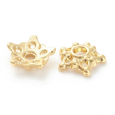 Rack Plating Alloy Flower Bead Caps X-KK-J277-09G-1