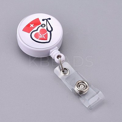 Stethoscope Pattern Glass Retractable Badge Reel AJEW-F041-02C-1