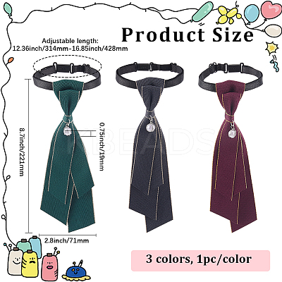 3Pcs 3 Colors Adjustable Polyester Necktie AJEW-CY0001-43-1
