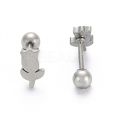 Tarnish Resistant 201 Stainless Steel Barbell Cartilage Earrings X-EJEW-R147-39-1