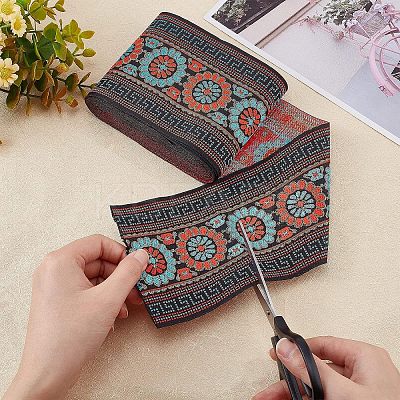 Ethnic Style Embroidery Polycotton Ribbons OCOR-WH0073-28-1
