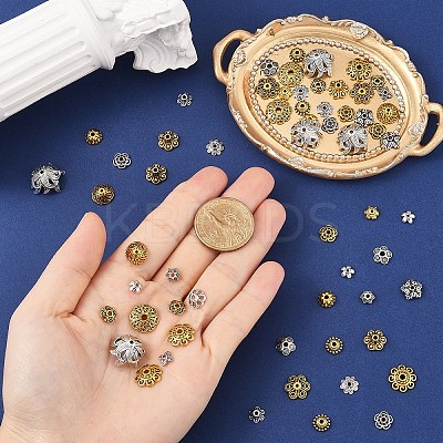 100Pcs 20 Styles Tibetan Style Alloy Bead Caps TIBE-YW0001-85-1