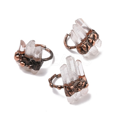Triple Natural Quartz Crystal Irregular Bullet Open Cuff Ring G-I330-16R-1