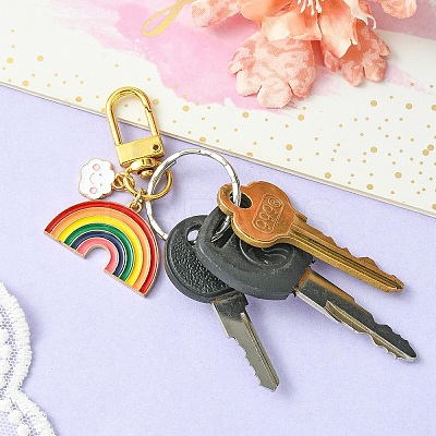 Rainbow Color Alloy Enamel Pendant Decorations HJEW-YW00001-01-1