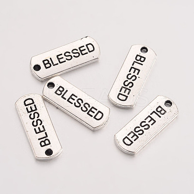 Tibetan Style Alloy Rectangle with Word Blessed Pendants LS-TIBEP-Q043-060-RS-1