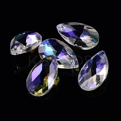 Faceted Teardrop Glass Pendants X-GLAA-O008-B02-1