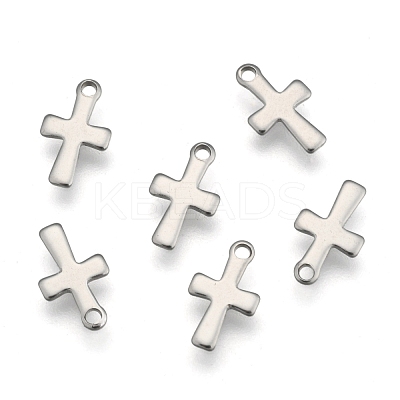 Tarnish Resistant 304 Stainless Steel Tiny Cross Charms STAS-E104-34P-1