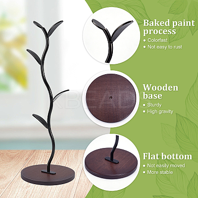 2Pcs Bamboo & Iron Mug Holder AJEW-WA0003-71-1