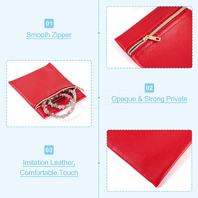 6Pcs 6 Colors Imitation Leather Jewelry Storage Zipper Bags ABAG-TA0001-72B-1