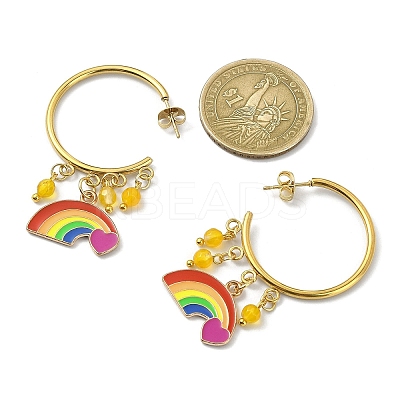 Rainbow Pride Flag Alloy Enamel Dangle Stud Earrings EJEW-JE05385-1