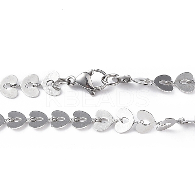 Non-Tarnish 201 Stainless Steel Heart Link Chain Necklace for Men Women NJEW-I122-08P-1