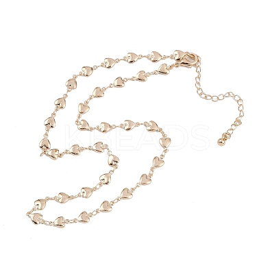 Simple Alloy Heart Link Chain Necklaces for Women NJEW-K384-05KCG-1