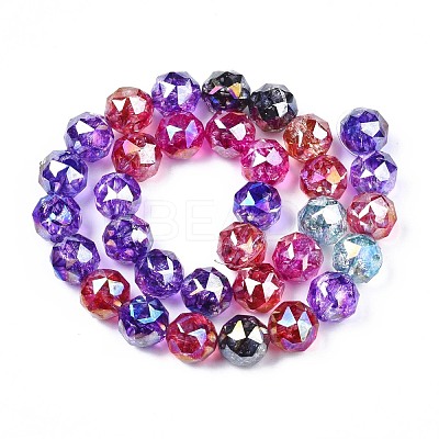 Electroplate Transparent Crackle Glass Beads Strands EGLA-N006-027-1