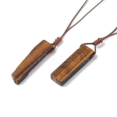 Natural Black Obsidian Nugget Pendant Necklace with Waxed Cord for Women NJEW-F306-01E-1