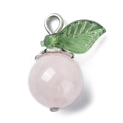 Natural Rose Quartz Fruit Pendants PALLOY-TA00077-01-1