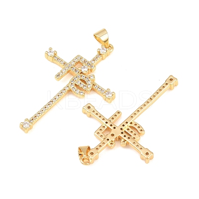 Brass Micro Pave Cubic Zirconia Pendants KK-C162-064G-1