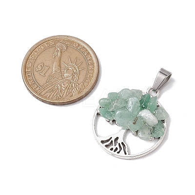 10Pcs 10 Styles Natural Mixed Gemstone Chip Pendants PALLOY-JF02836-1