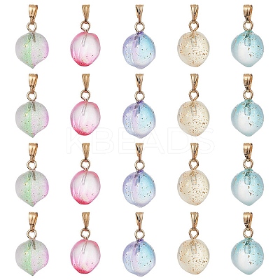20Pcs 5 Colors Two Tone Transparent Spray Painted Glass Pendants GLAA-YW0001-95-1