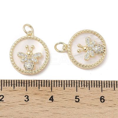Brass Pendants Pave Shell KK-L208-73G-1