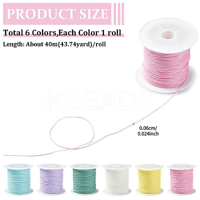 6 Rolls 6 Colors Nylon Chinese Knot Cord NWIR-YW0001-10-1
