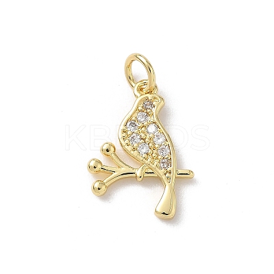 Brass Micro Pave Clear Cubic Zirconia Pendants KK-B155-09G-1