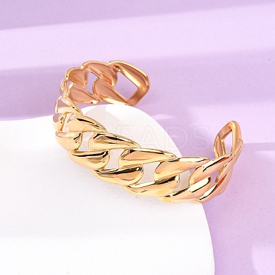 304 Stainless Steel Cuff Bangles for Women BJEW-G749-05G-1