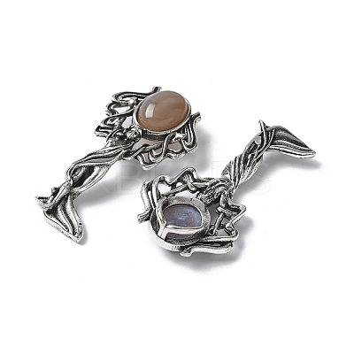 Angel Brass Natural Indian Agate Pendants KK-D361-02AS-29-1