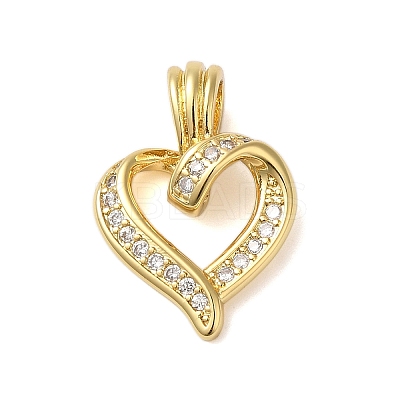 Rack Plating Brass & Clear Cubic Zirconia Pendants KK-S372-26G-1